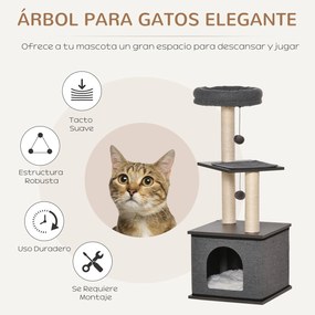 PawHut Árvore para Gatos com Caverna de Feltro Desmontável Postes Arra