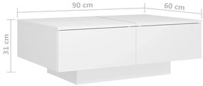 Mesa de centro 90x60x31 cm contraplacado branco