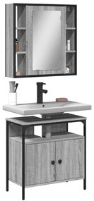 2 pcs conjunto móveis WC derivados de madeira sonoma cinza
