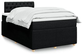 Cama boxspring com colchão 120x190 cm tecido preto