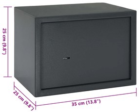 Caixa Segura com Fechadura de Chave Cinza Escuro 25x35x25 cm Aço