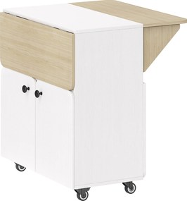 HOMCOM Mesa de jantar dobrável com rodízios, mesa de cozinha 4 pessoas, 2 abas rebatíveis, prateleira, armário, 70x83x75cm, branco | Aosom Portugal