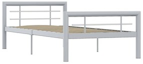 Estrutura de cama 90x200 cm metal cinzento e branco