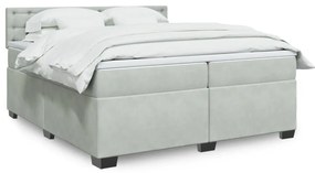 vidaXL Cama com molas/colchão 200x200 cm veludo cinzento-claro