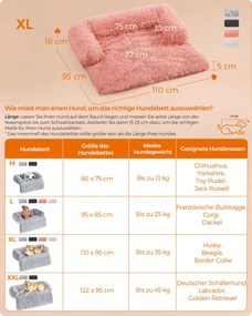 Cama para cães XL de pelúcia 110 x 95 x 18 cm cor-de-rosa