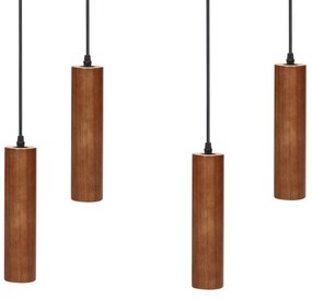 Candeeiro suspenso para 4 lâmpadas em madeira escura TUTAKI Beliani
