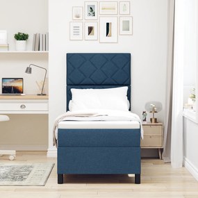 Cama Box Spring com Colchão Azul 80x200 cm Tecido