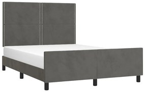 Estrutura de cama sem colchão 140x190 cm veludo cinzento-escuro