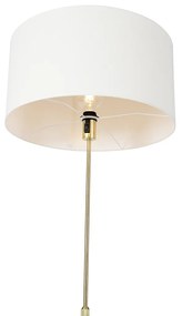 Candeeiro de chão regulável dourado com abajur branco 50 cm - Parte Design