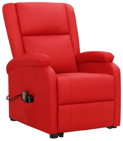 Poltrona de massagens elevatória couro artificial vermelho