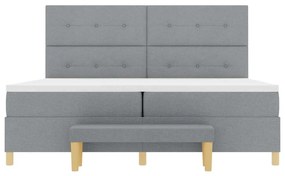 Cama Box Spring com Colchão e Banco Cinzento Claro 200x200 cm de Tecid