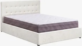 Cama Com Baú Articulado Estofada Abiel Chenille Branco Quebrado & 160 X 200 Cm & 160 X 200 Cm - Ivanor - Sklum