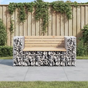 vidaXL Banco de jardim c/ design gabião 143x71x65,5 cm pinho maciço