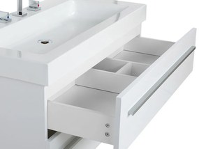 Móvel de casa de banho flutuante com lavatório e espelho branco ALMERIA Beliani