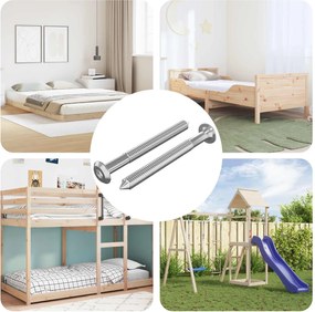 vidaXL Parafusos para Móveis 2 pcs Prateado M6 x 60 mm Aço