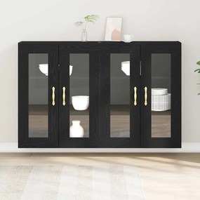Armários de Parede 2 peças Carvalho Preto 69,5x34x90 cm Madeira Ingênu