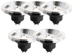 Conjunto de 5 Lâmpadas LED GU10 Reguláveis em 3 Passos 111mm 10.5W 770 lm 3000K