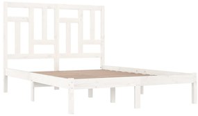Cama sem colchão 140x200 cm madeira de pinho maciça branco