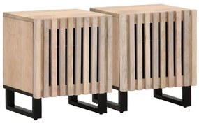 vidaXL Mesas de cabeceira 2 pcs 40x34x46cm mangueira branqueada maciça