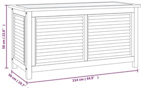 Caixa de arrumação p/ jardim com saco 114x50x58 cm teca maciça
