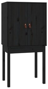 Aparador alto 60x40x120 cm madeira de pinho maciça preto