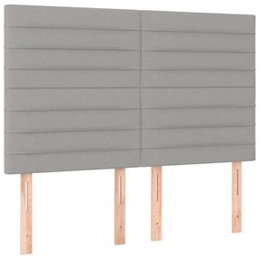 Estrutura de cama sem colchão 140x200 cm tecido cinzento-claro