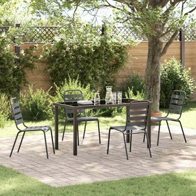vidaXL Conjunto de Jantar de Jardim de 5 Peças em Aço Cinza Escuro