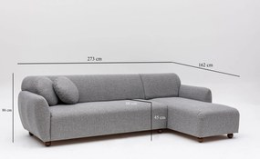 Sofá de Canto Eddy – Cinzento Claro – 273 x 162 cm