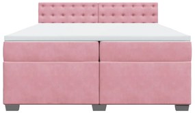 Cama com molas/colchão 200x200 cm veludo rosa