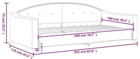 Sofá-cama 100x200 cm tecido cinzento-acastanhado