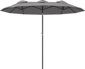 Outsunny Chapéu de Sol Duplo Chapéu de Sol de Jardim com Inclinação de 45° Manivela Estrutura de Aço 285x147x227cm Cinza | Aosom Portugal