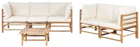 Conjunto de jardim 5 lugares com mesa de centro em madeira de bambu branco-creme CERRETO Beliani
