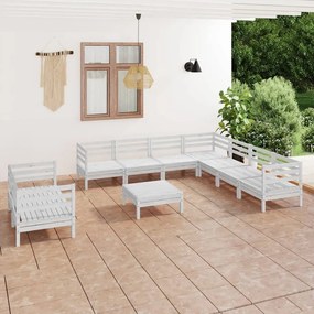 vidaXL 10 pcs conjunto lounge de jardim pinho maciço branco