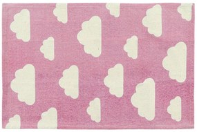 Tapete para crianças em algodão rosa e branco 60 x 90 cm GWALIJAR Beliani