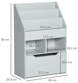 Estante Infantil Artur com Gavetão - Cinzento - Design Nórdico