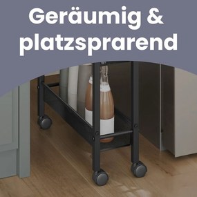 Carrinho com 4 prateleiras de cozinha estreito com rodas 13 x 45,4 x 77 cm Greige mesclado + Preto