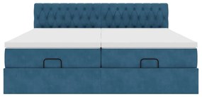 Estrutura cama otomana colchões 180x200 cm veludo azul escuro