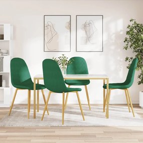 vidaXL Cadeiras de jantar 4 pcs veludo verde-escuro