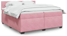 Cama com molas/colchão 200x200 cm veludo rosa