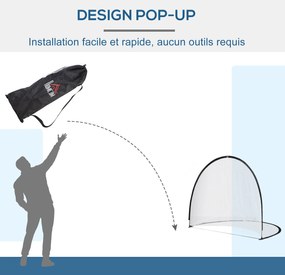 Baliza de futebol com sistema Pop Up, incluindo saco de transporte e estacas de fixação, 247 x 203 x 201,5 cm, preto e branco