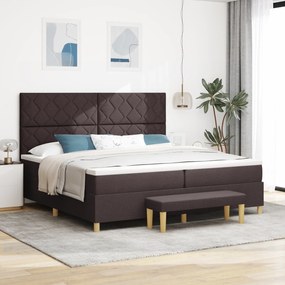vidaXL Cama Box Spring com Colchão e Banco Marrom Escuro 200x200 cm Tecido