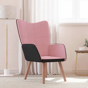 vidaXL Cadeira de descanso PVC e veludo rosa