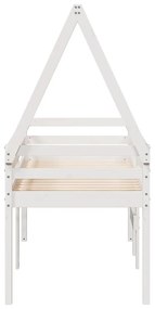 Cama alta com telhado 90x200 cm pinho maciço branco
