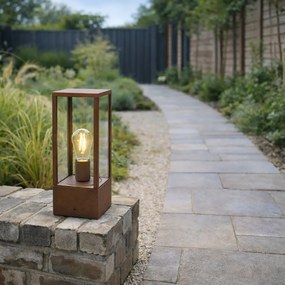 Candeeiro de pé industrial exterior castanho ferrugem 40 cm IP44 - Charlois