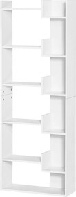 Estante com 6 prateleiras, design irregular, para sala de estar, quarto, escritório, 60 x 21 x 162,5 cm, branca