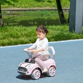 Carro Andador para Bebés de 18-36 Meses com Volante Buzina e Sistema Anti-Tombo  53x25x35 cm Rosa