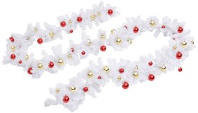 Grinalda de Natal decorada com enfeites 10 m branco