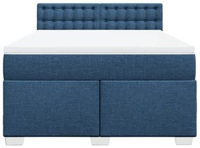 Cama com molas/colchão 140x200 cm tecido azul