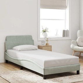 Estrutura de cama sem colchão 90x200 cm veludo cinzento-claro