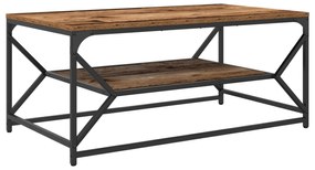 Mesa de Centro vidaXL com Prateleira em Madeira Antiga 90x50x40 cm em